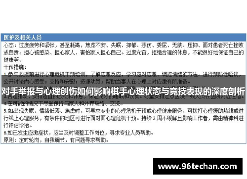 对手举报与心理创伤如何影响棋手心理状态与竞技表现的深度剖析